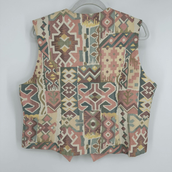 Vintage New Frontier Womens XL Vest Coquette Cowgirl Western  Cream Pink Boho - Picture 6 of 8